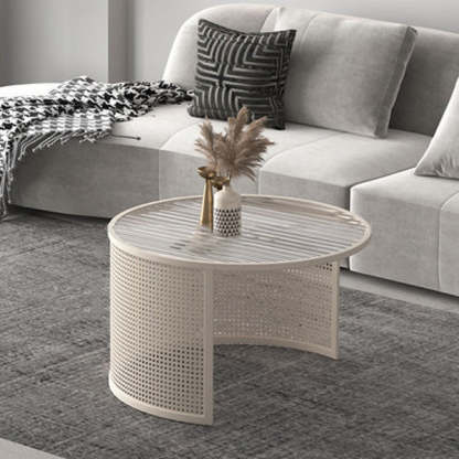Striped Glass Metal Frame Coffee Table