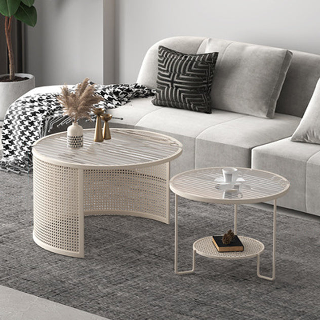 Striped Glass Metal Frame Coffee Table