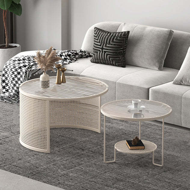 Striped Glass Metal Frame Coffee Table