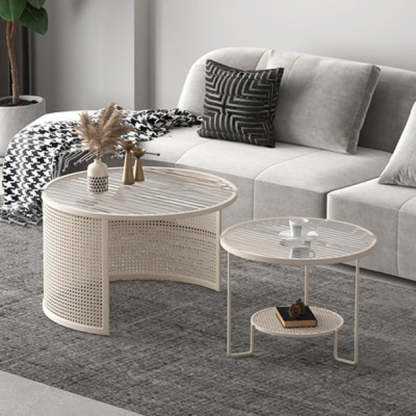Striped Glass Metal Frame Coffee Table