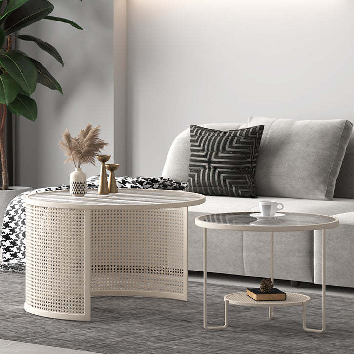 Striped Glass Metal Frame Coffee Table