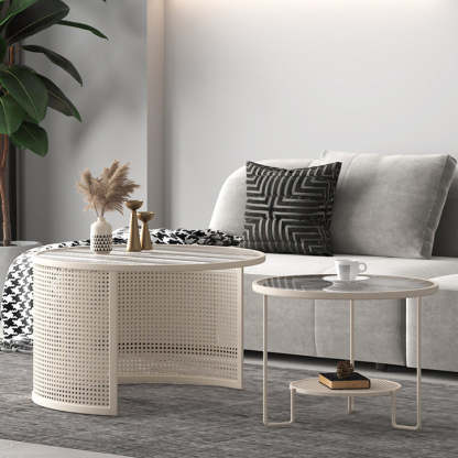 Striped Glass Metal Frame Coffee Table