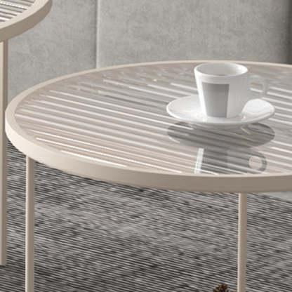 Striped Glass Metal Frame Coffee Table — B / White