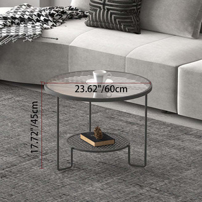 Striped Glass Metal Frame Coffee Table — A / Gold