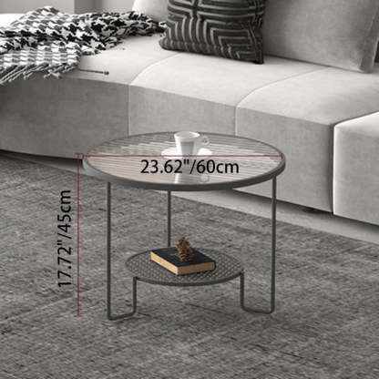 Striped Glass Metal Frame Coffee Table — A / Gold