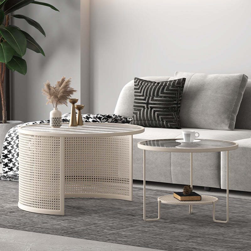 Striped Glass Metal Frame Coffee Table