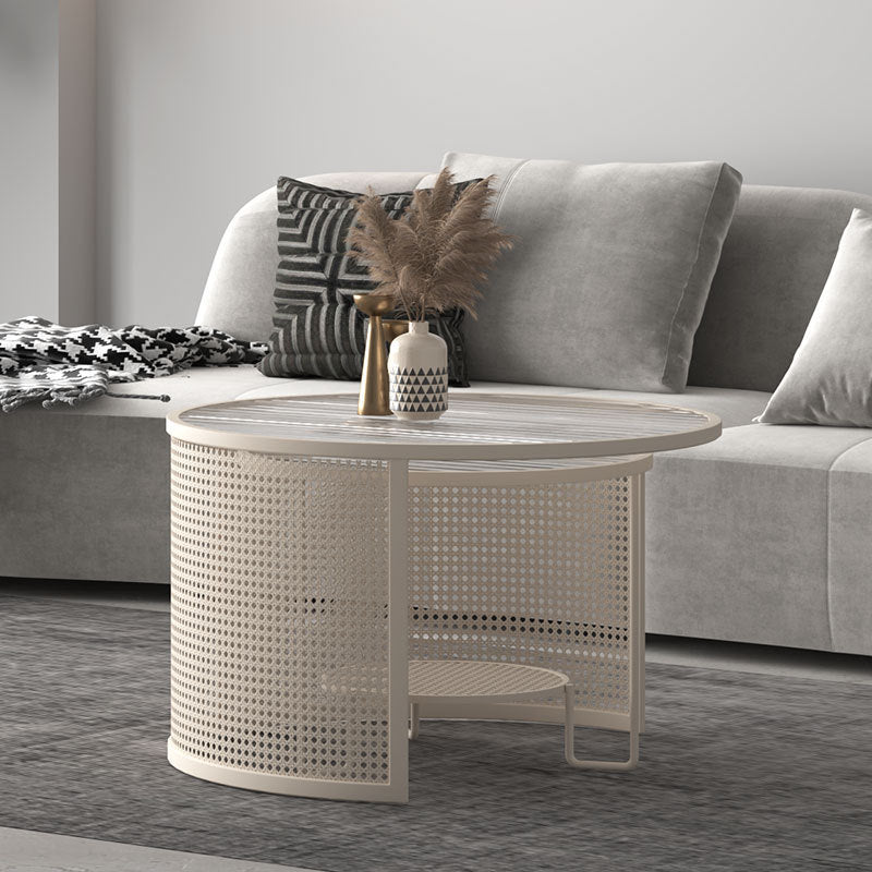 Striped Glass Metal Frame Coffee Table