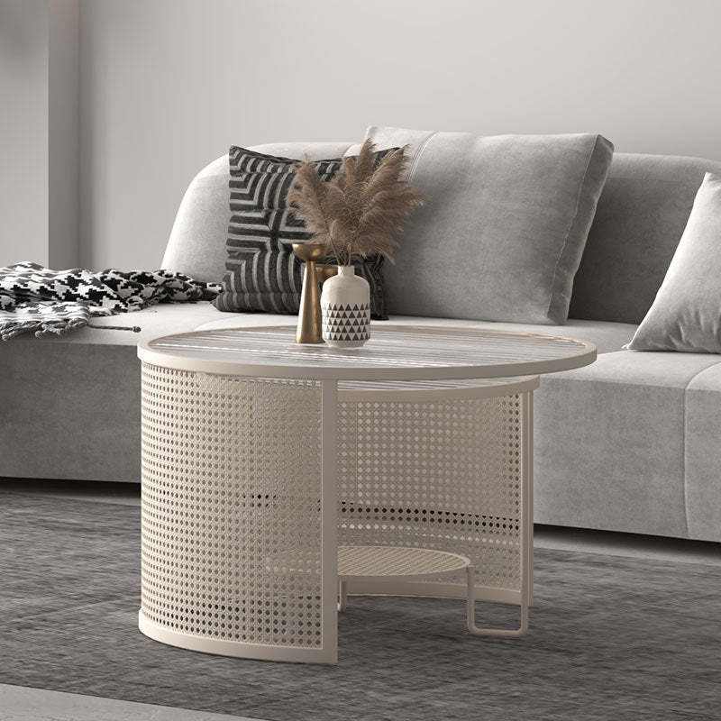 Striped Glass Metal Frame Coffee Table