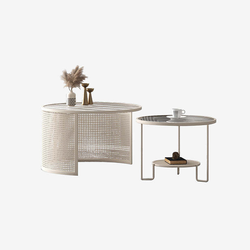 Striped Glass Metal Frame Coffee Table