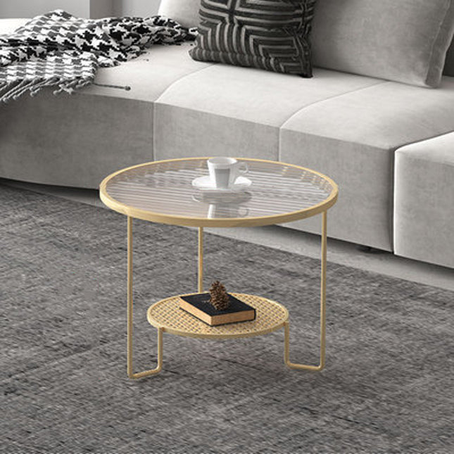 Striped Glass Metal Frame Coffee Table