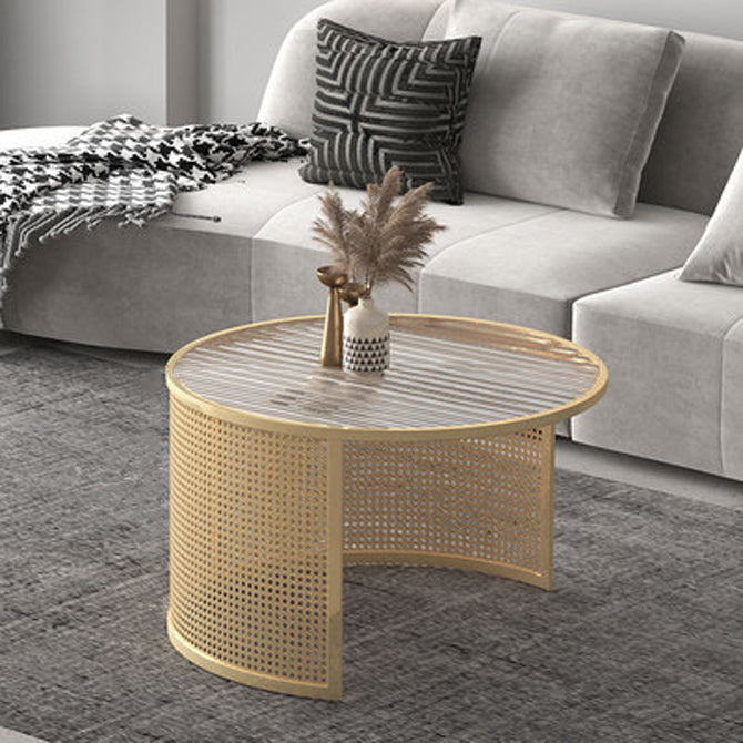 Striped Glass Metal Frame Coffee Table