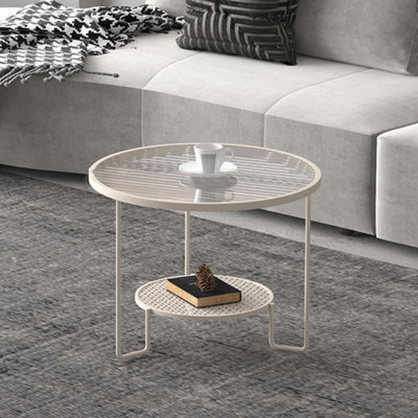 Striped Glass Metal Frame Coffee Table