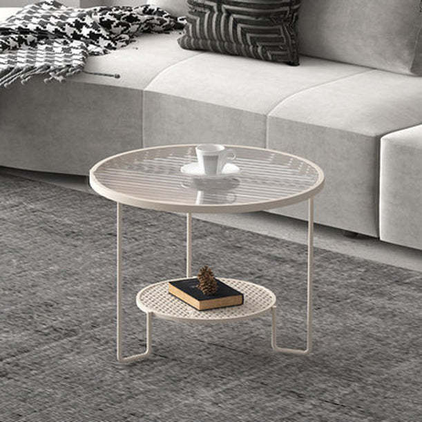 Striped Glass Metal Frame Coffee Table