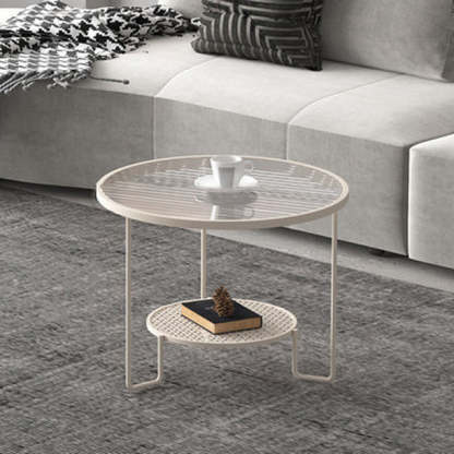 Striped Glass Metal Frame Coffee Table