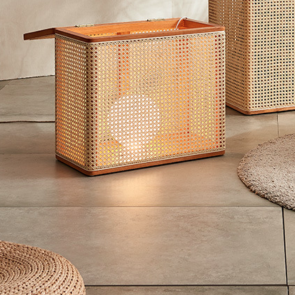 Japanese Rattan Solid Wood Flip-Top End Table with Cabinet