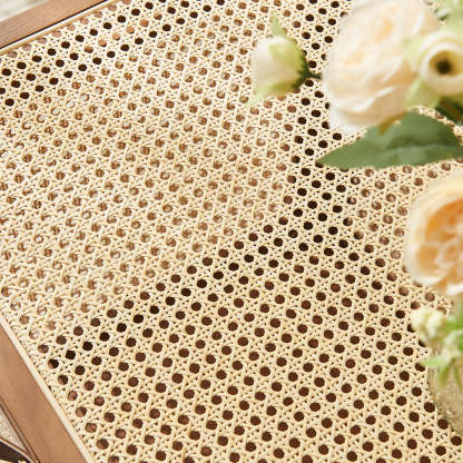 Japanese Rattan Solid Wood Flip-Top End Table with Cabinet