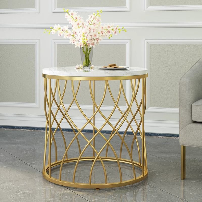 Luxury Marble Metal Round End Table