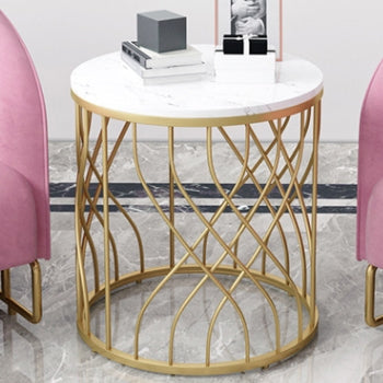 Gray metal marble wood end round end & side tables - luxury