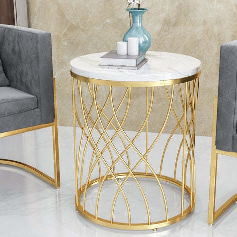 Luxury Marble Metal Round End Table