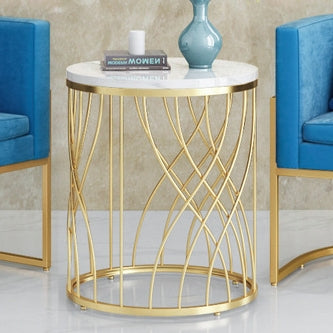 Luxury Marble Metal Round End Table
