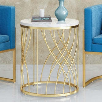 Luxury Marble Metal Round End Table