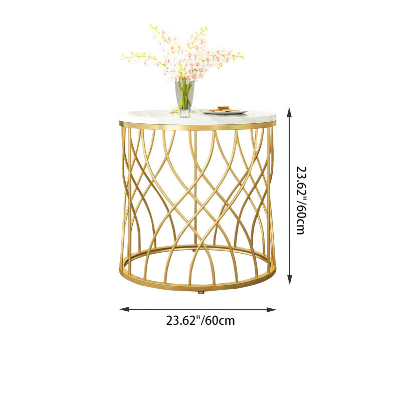 Luxury Marble Metal Round End Table