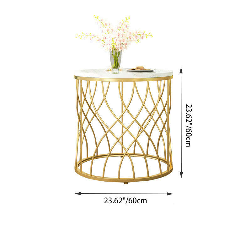 Luxury Marble Metal Round End Table