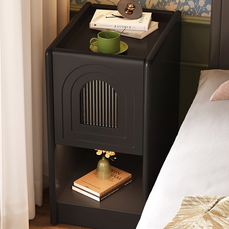 Vintage Wood Nightstand 1-Drawer Cabinet
