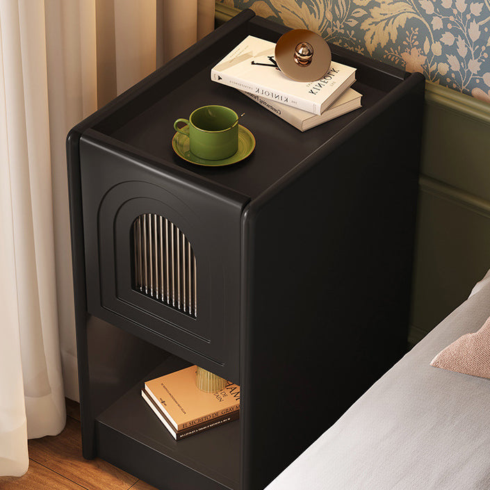 Vintage Wood Nightstand 1-Drawer Cabinet