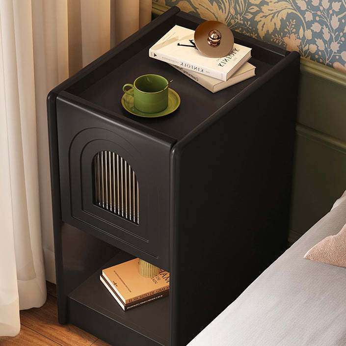 Vintage Wood Nightstand 1-Drawer Cabinet
