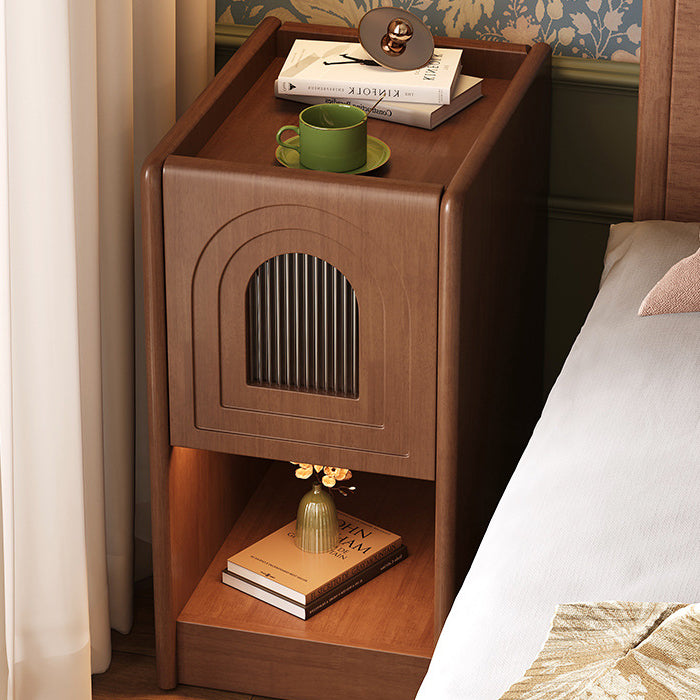 Vintage Wood Nightstand 1-Drawer Cabinet