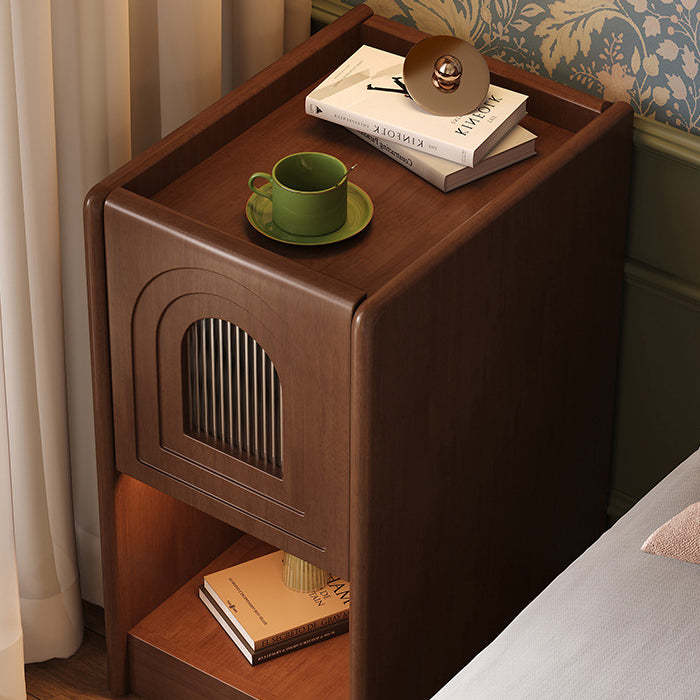 Vintage Wood Nightstand 1-Drawer Cabinet