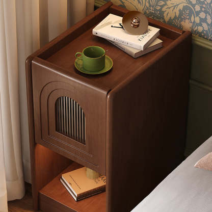 Vintage Wood Nightstand 1-Drawer Cabinet