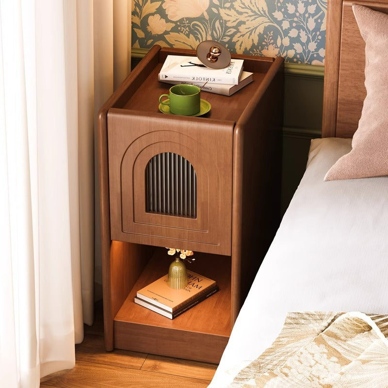 Vintage Wood Nightstand 1-Drawer Cabinet — Black
