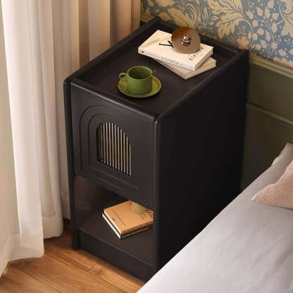Vintage Wood Nightstand 1-Drawer Cabinet
