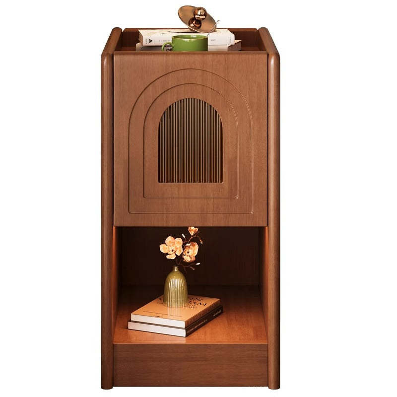 Vintage Wood Nightstand 1-Drawer Cabinet