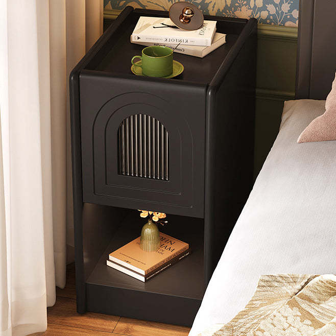 Vintage Wood Nightstand 1-Drawer Cabinet