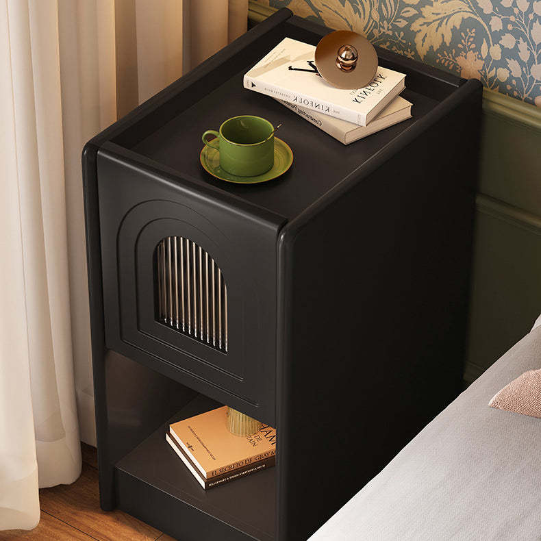 Vintage Wood Nightstand 1-Drawer Cabinet