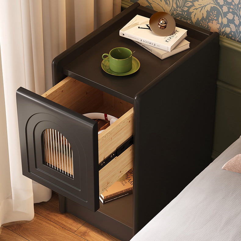 Vintage Wood Nightstand 1-Drawer Cabinet