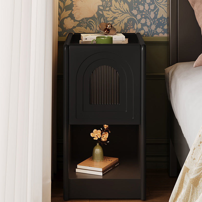 Vintage Wood Nightstand 1-Drawer Cabinet