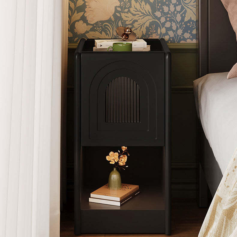 Vintage Wood Nightstand 1-Drawer Cabinet
