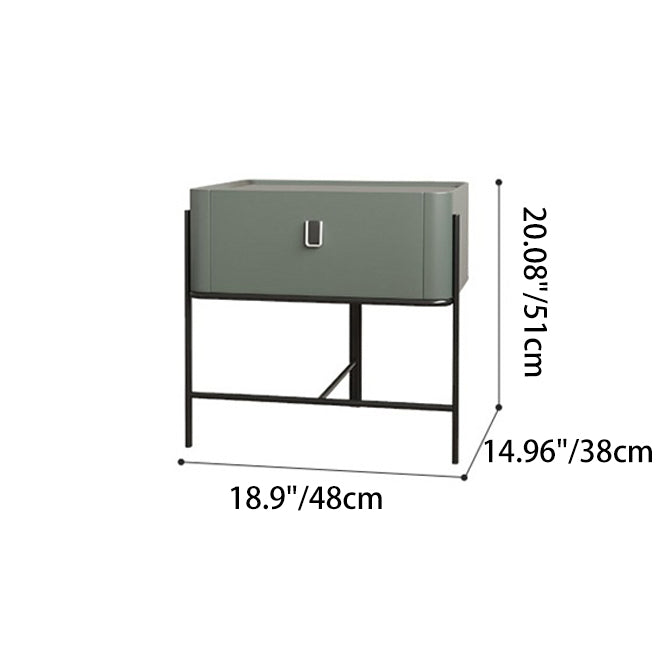 Minimalist Geometric Glass Wood Nightstand 1-Drawer