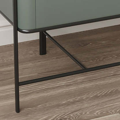 Minimalist Geometric Glass Wood Nightstand 1-Drawer