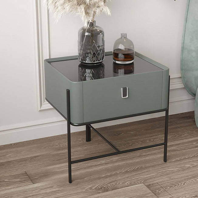 Lighom minimalist 1-drawer geometric glass nightstands — Green