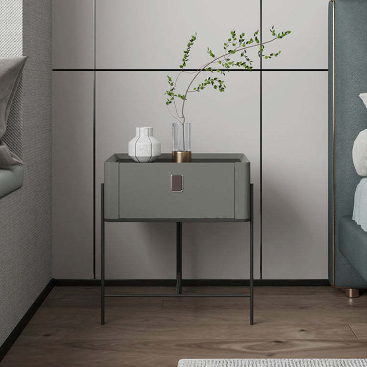Minimalist Geometric Glass Wood Nightstand 1-Drawer