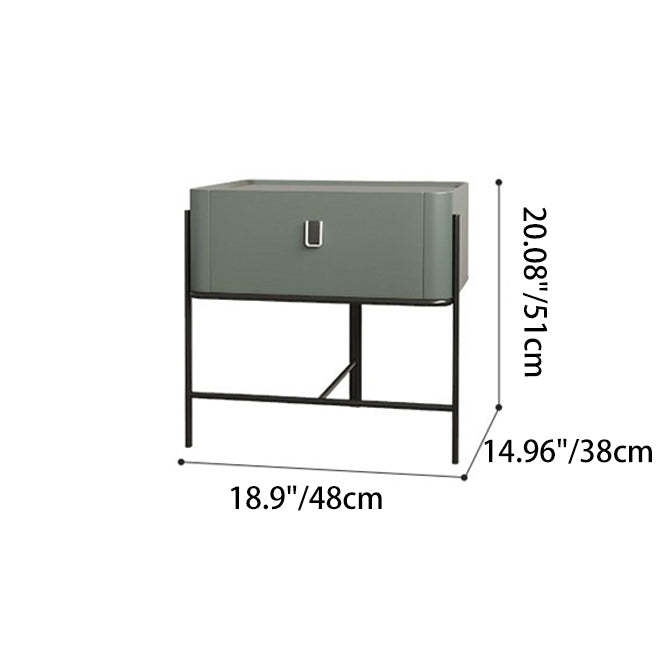 Minimalist Geometric Glass Wood Nightstand 1-Drawer