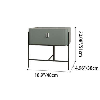 Minimalist Geometric Glass Wood Nightstand 1-Drawer