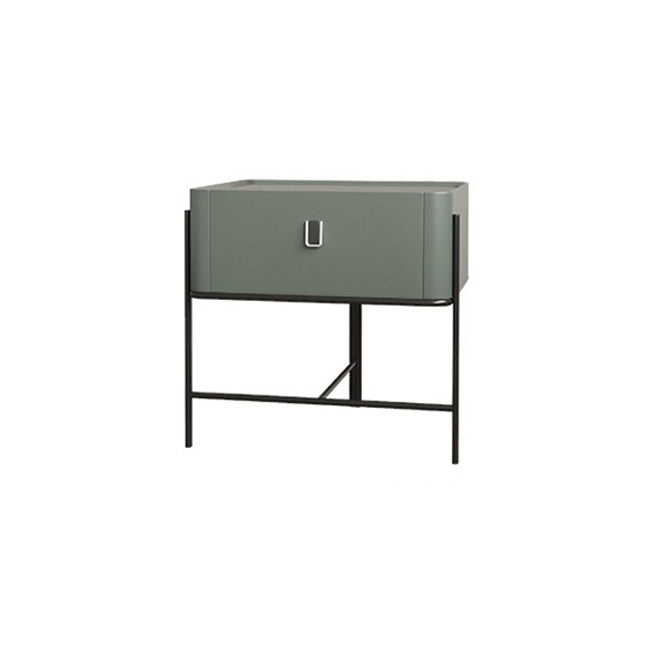 Minimalist Geometric Glass Wood Nightstand 1-Drawer