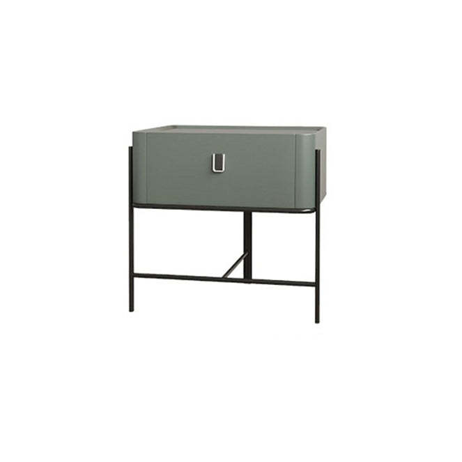 Minimalist Geometric Glass Wood Nightstand 1-Drawer