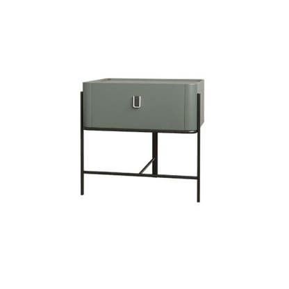Minimalist Geometric Glass Wood Nightstand 1-Drawer